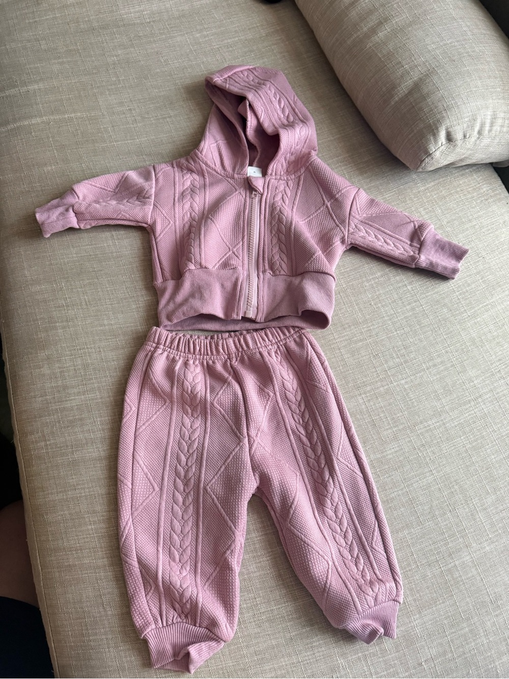 Matching baby zip up hoodie and pants